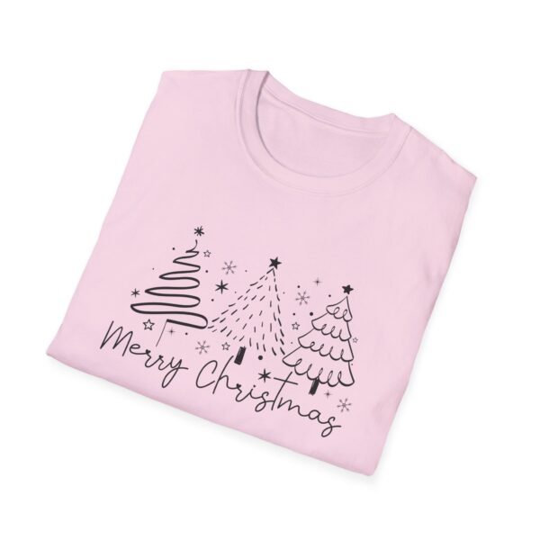Merry Christmas Unisex Softstyle T-Shirt - Festive Holiday Tee with Christmas Trees - Image 4