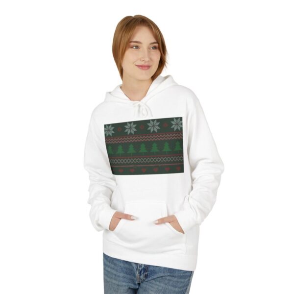 Festive Winter Fleece Hoodie with Holiday Patterns